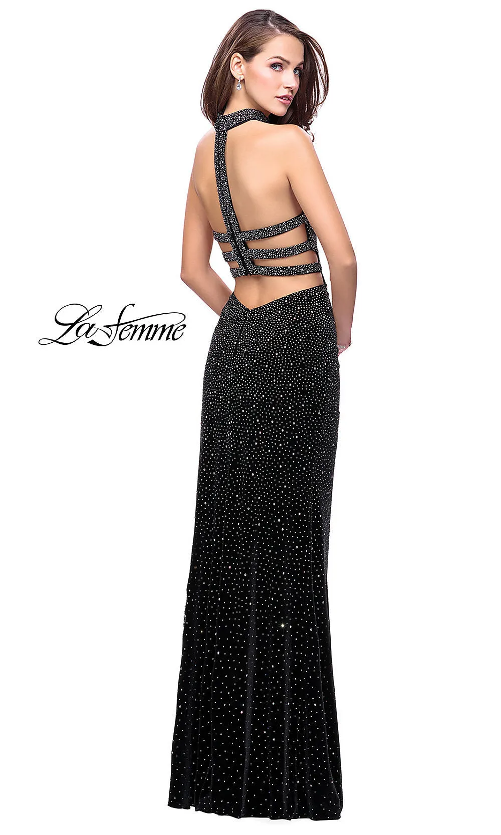 Beaded Strapless Long La Femme Prom Dress with Slit