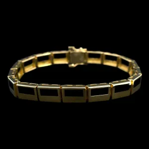 Bernard Passman 18K Yellow Gold Estate Black Coral Inlay Bracelet