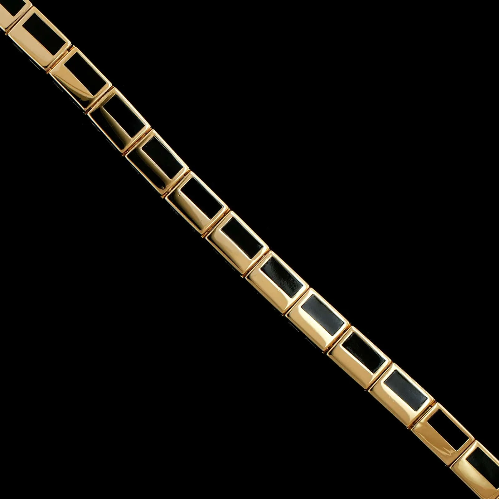 Bernard Passman 18K Yellow Gold Estate Black Coral Inlay Bracelet