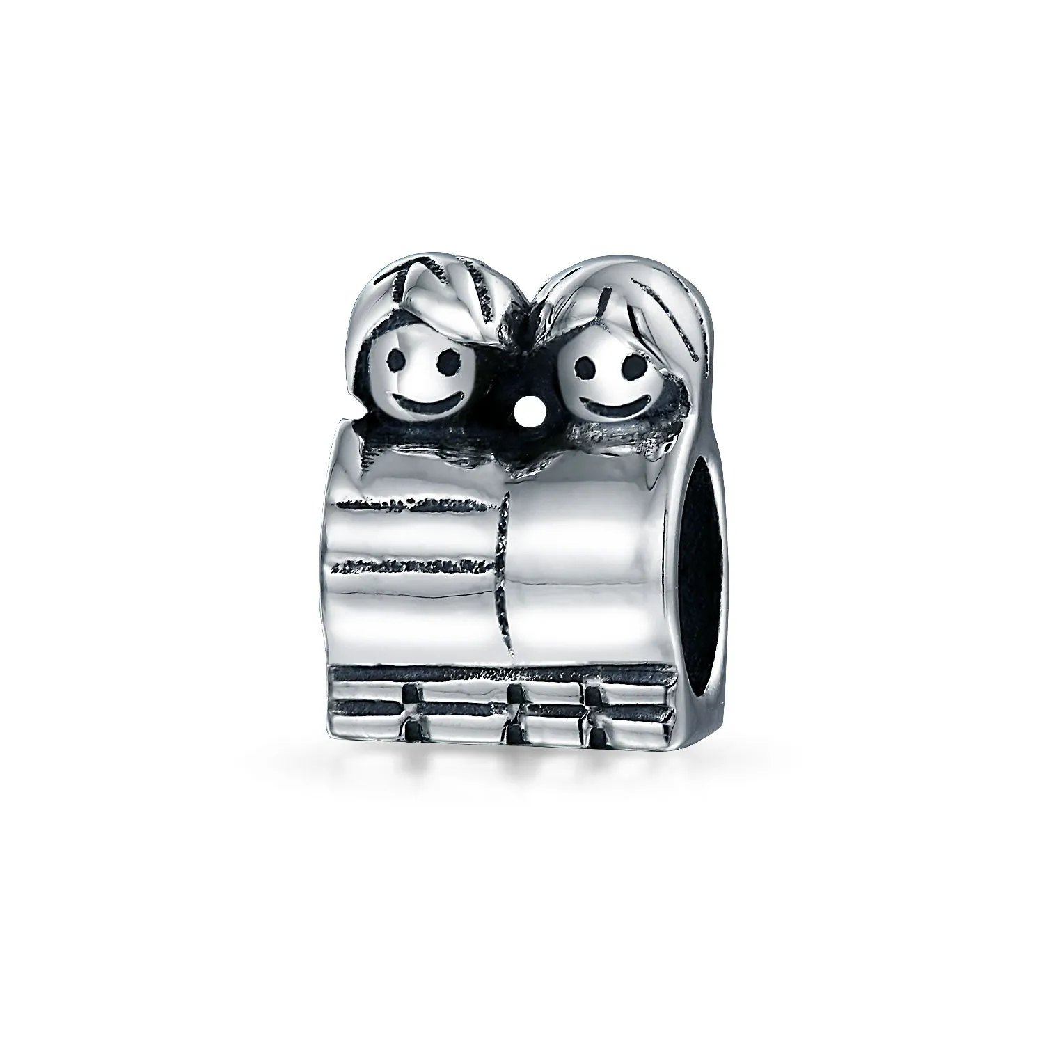 BFF Brother Sister Friends Love Family Charm Bead .925 Sterling Silver