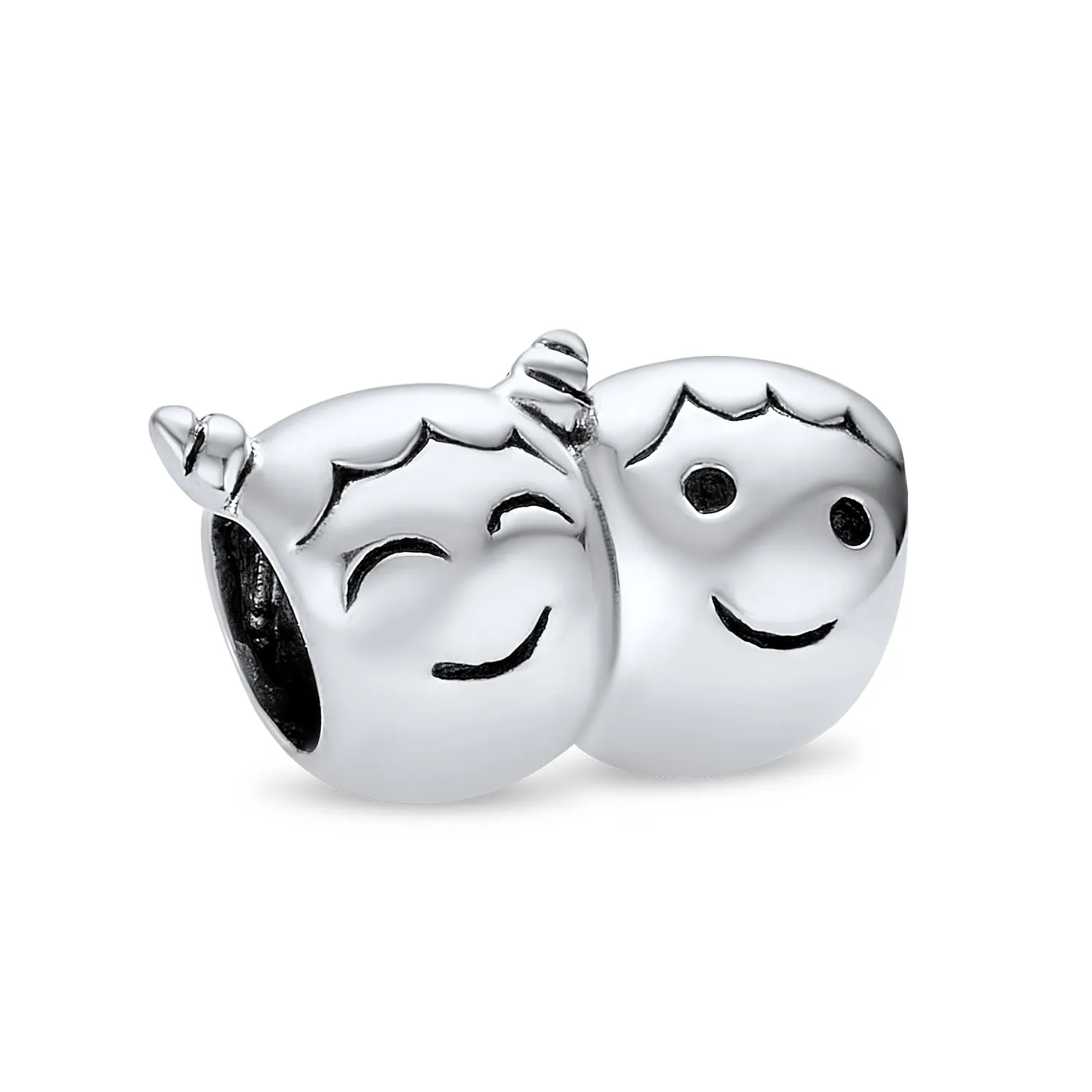 BFF Brother Sister Friends Love Family Charm Bead .925 Sterling Silver