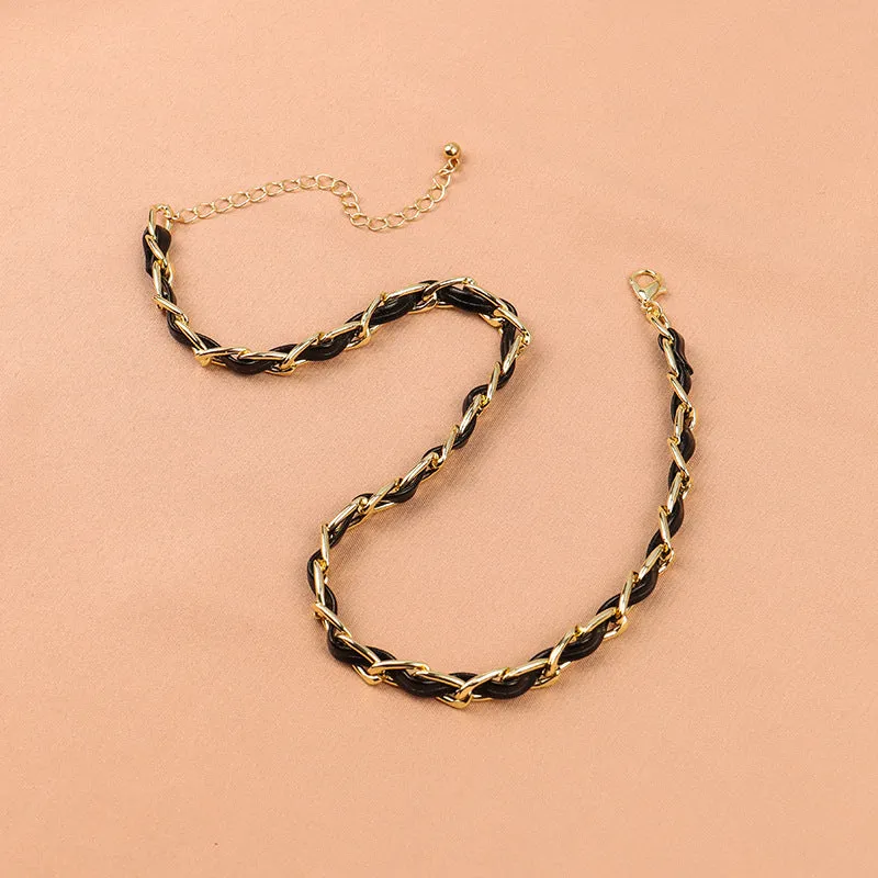 Black Braided Choker Rope Choker Neck Short Chain Choker