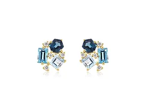 Blue Topaz Cluster Earrings