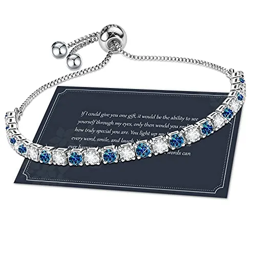 Bracelet for Women,Sterling Silver Tennis Bracelet Crystal Slider Bracelet