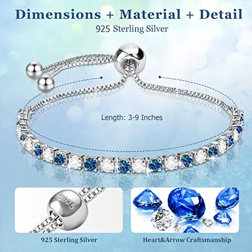 Bracelet for Women,Sterling Silver Tennis Bracelet Crystal Slider Bracelet