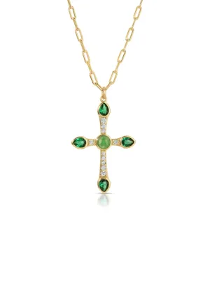 Camille Cross Necklace, Jade