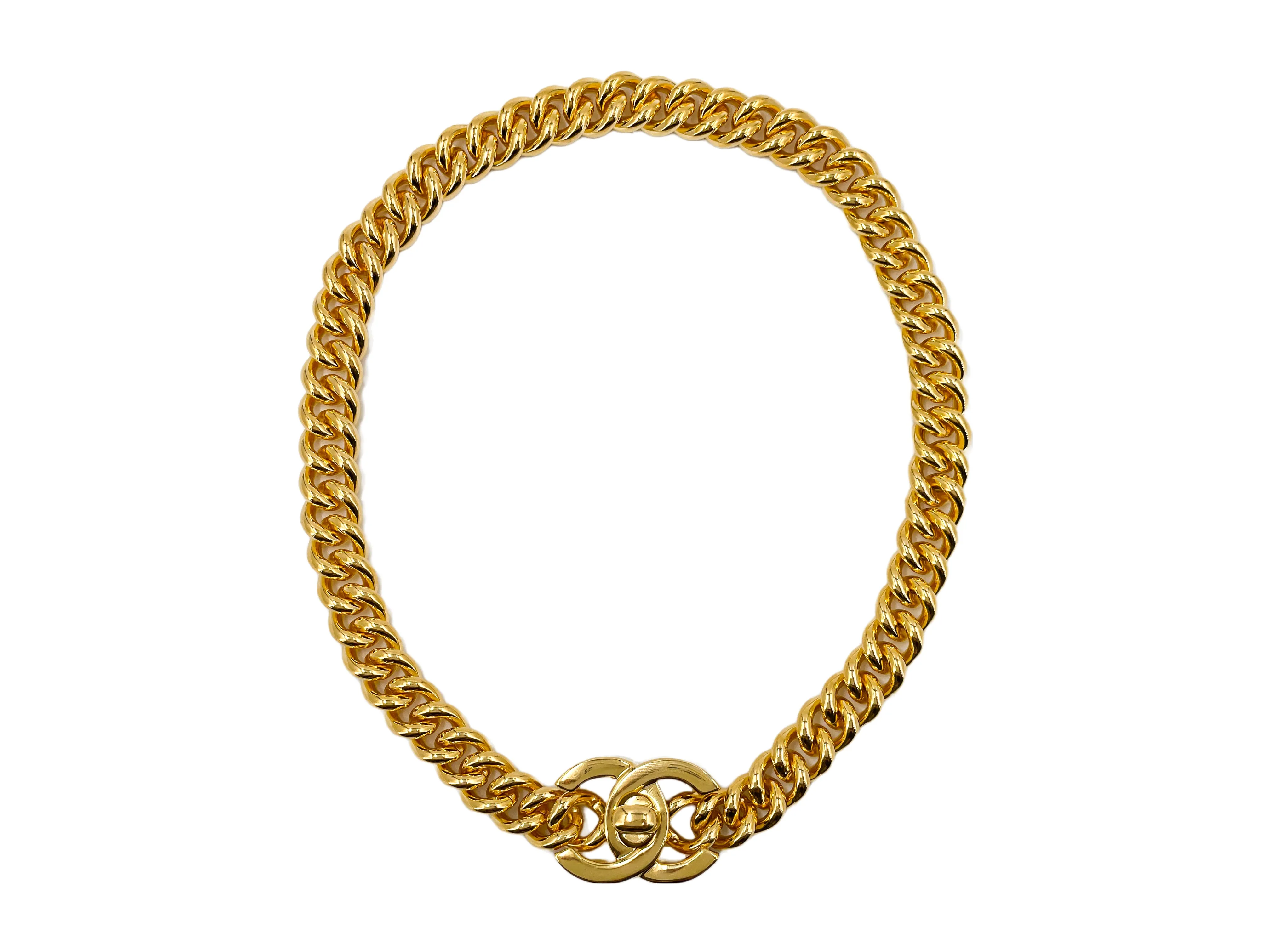 Chanel 96P Vintage Long Chunky Chain Choker Necklace Gold