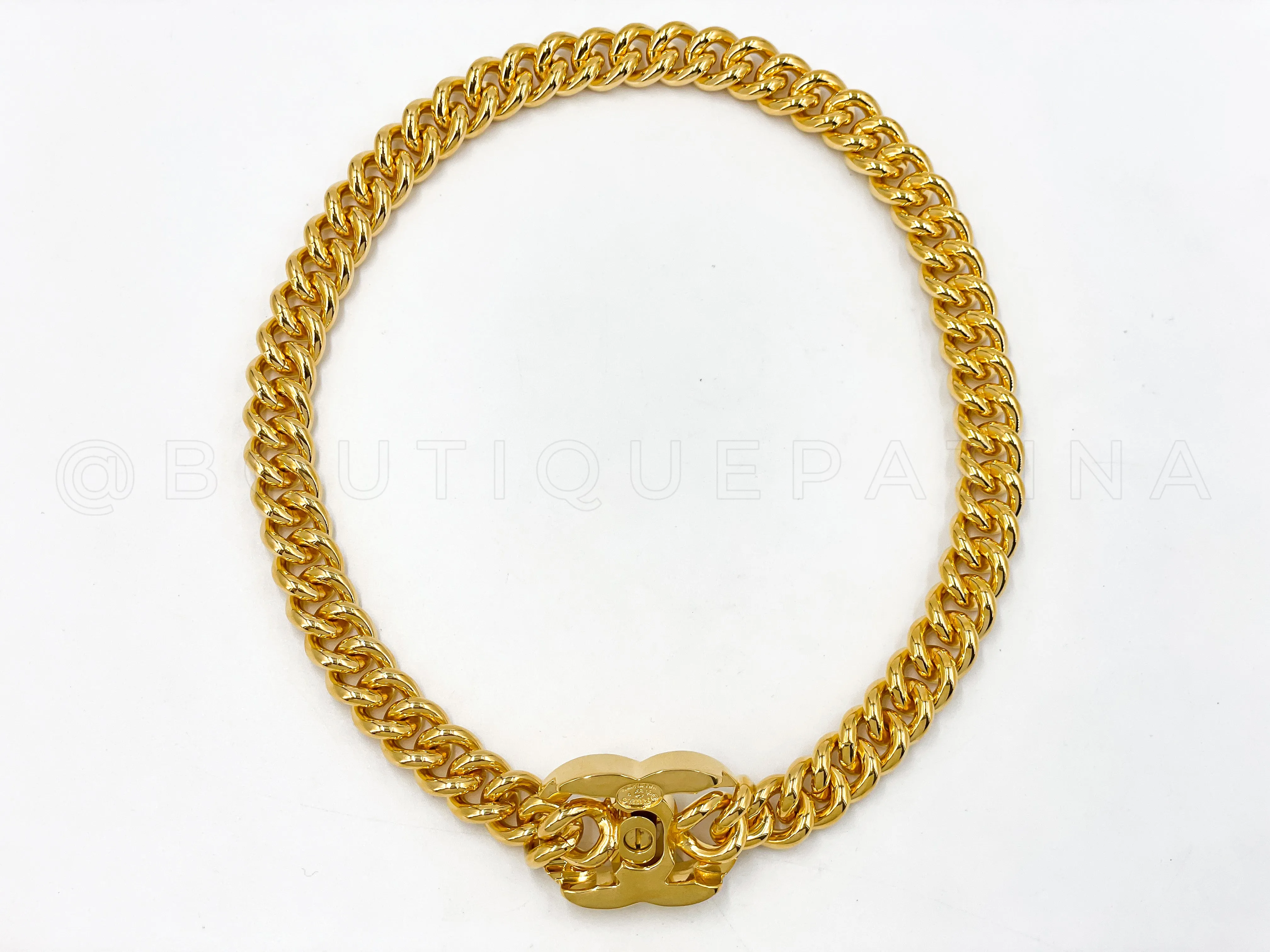 Chanel 96P Vintage Long Chunky Chain Choker Necklace Gold