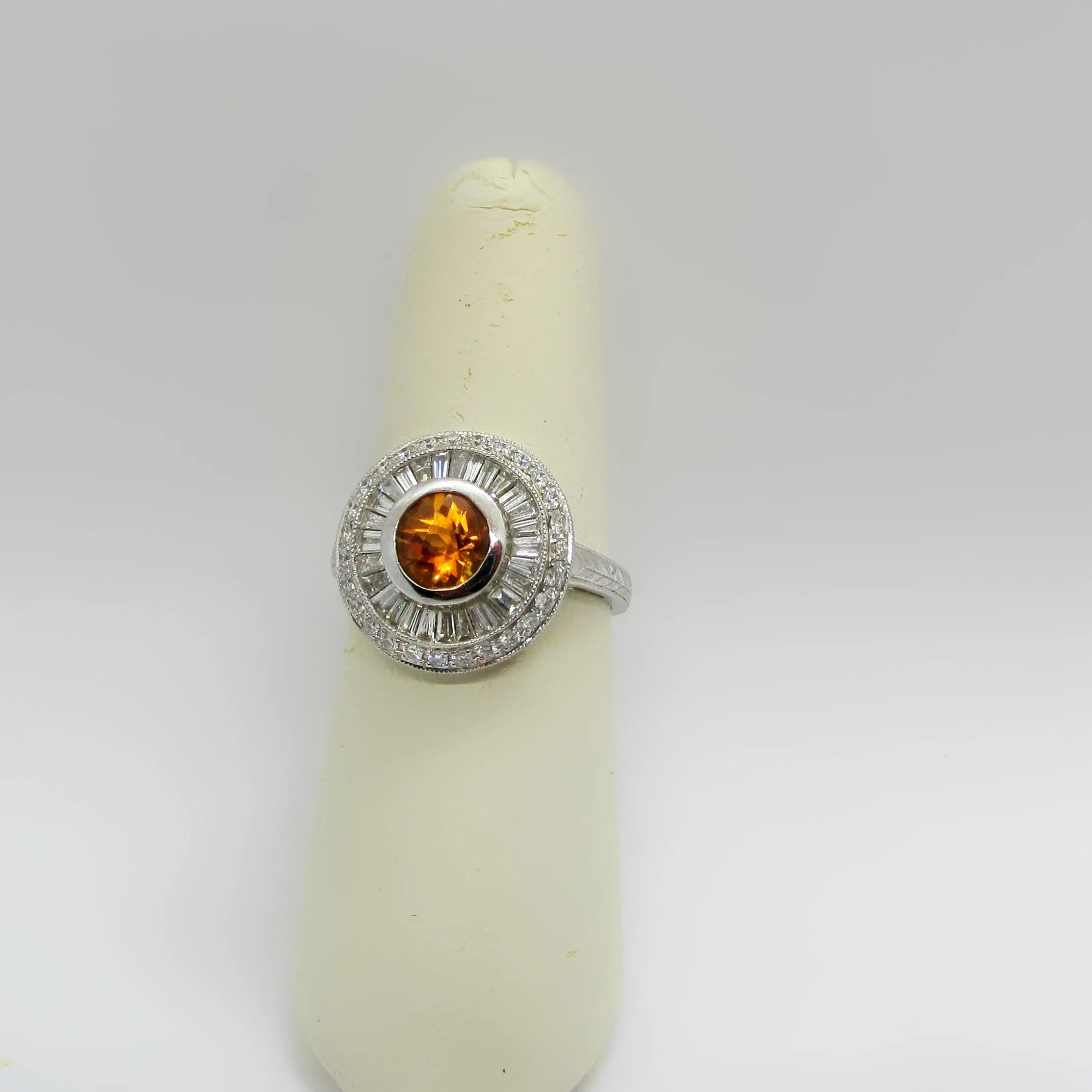 Citrine Double Diamond Halo Ring 18K White gold