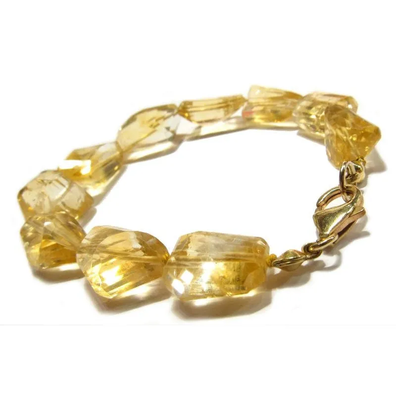 Citrine Faceted Knotted Bracelet with Gold Plated Lobster Claw Clasp