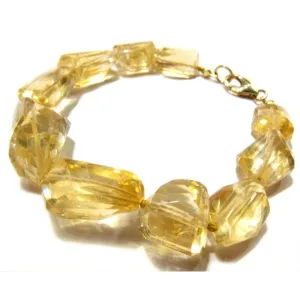 Citrine Faceted Knotted Bracelet with Gold Plated Lobster Claw Clasp