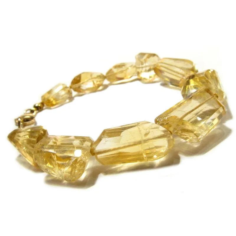 Citrine Faceted Knotted Bracelet with Gold Plated Lobster Claw Clasp