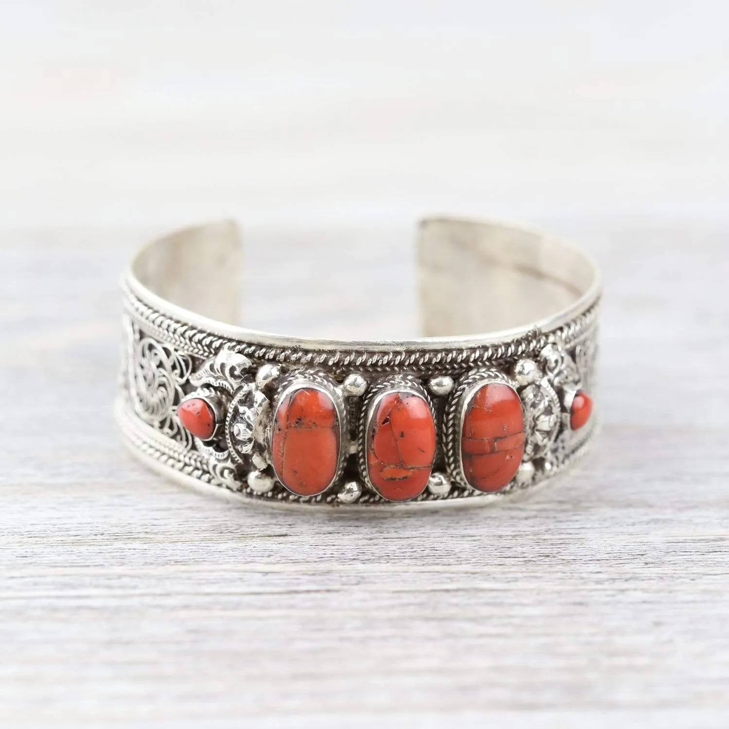 Coral Passion Cuff Bracelet