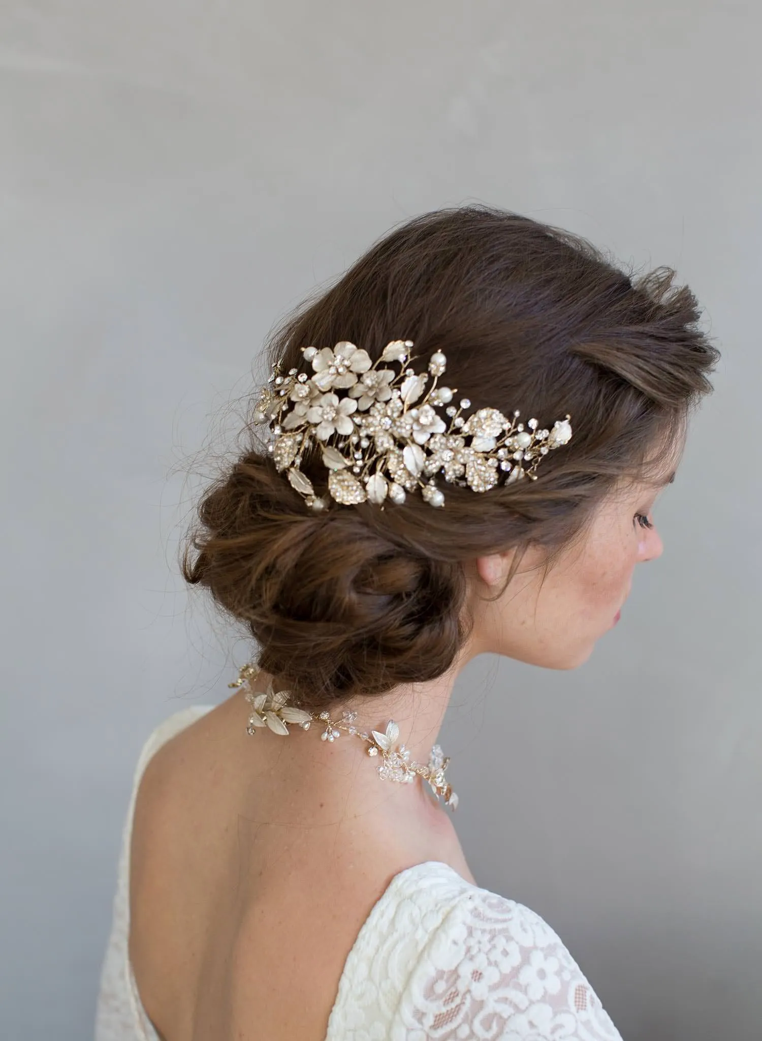 Crystals and foliage convertible hair comb - Style #7011