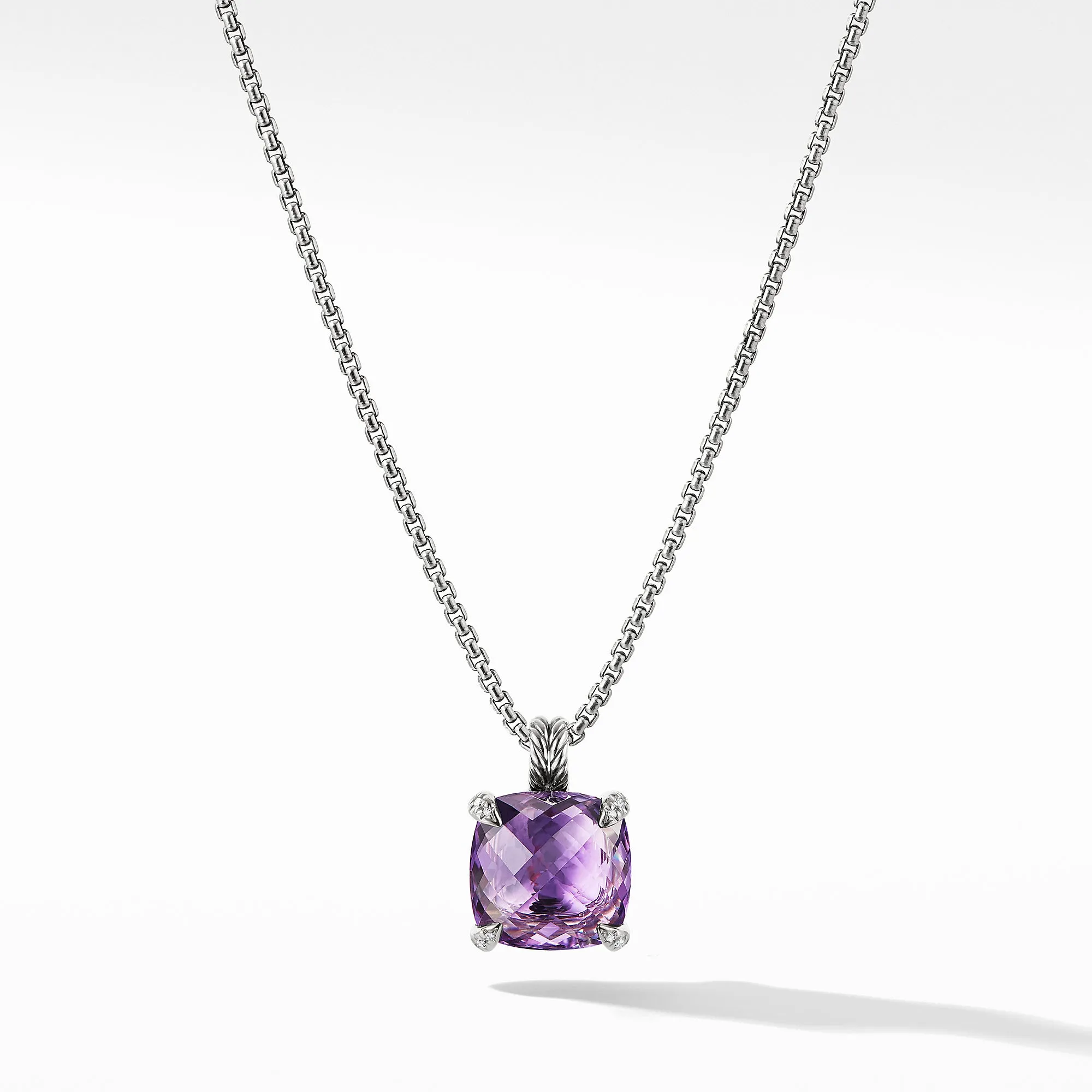 David Yurman Chatelaine Pendant Necklace with Amethyst and Diamonds 14MM