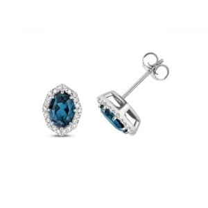 Diamond London Blue Topaz Stud Earrings ED277WLB