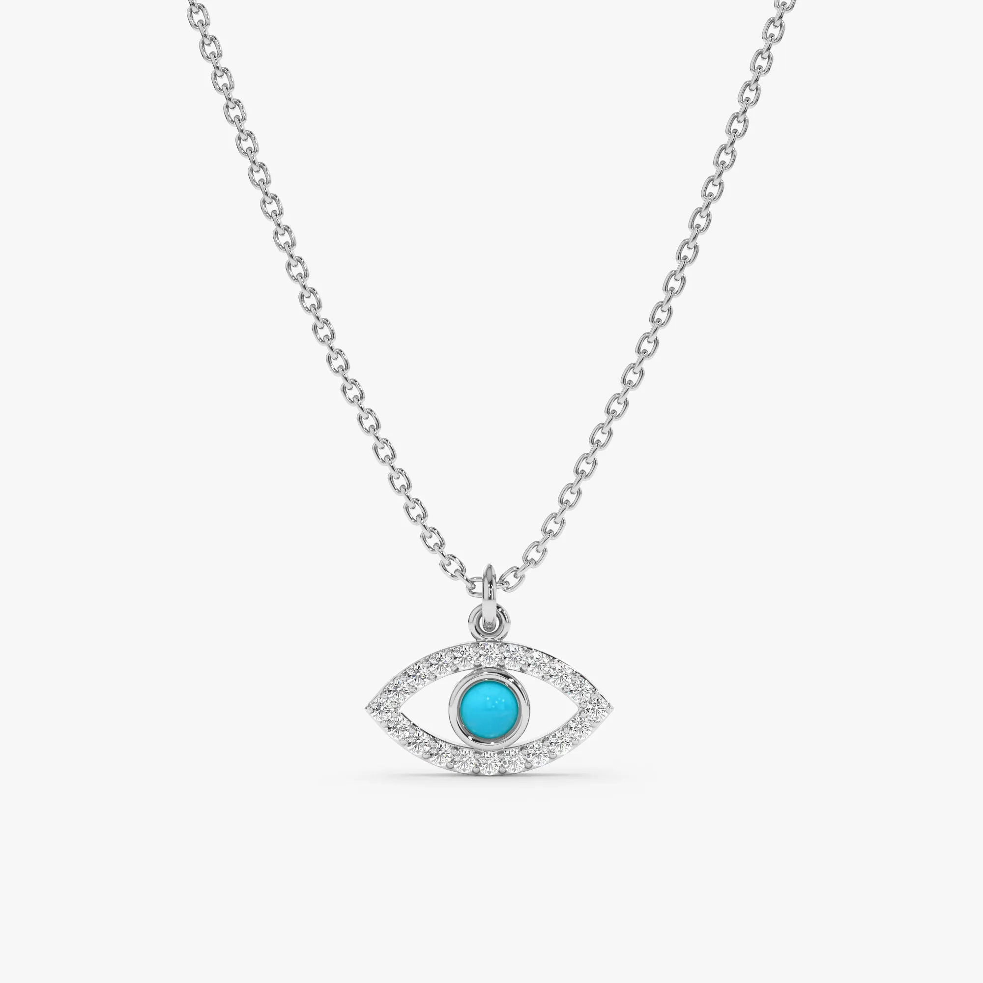 Diamonds & Turquoise Eye Necklace, Sansa