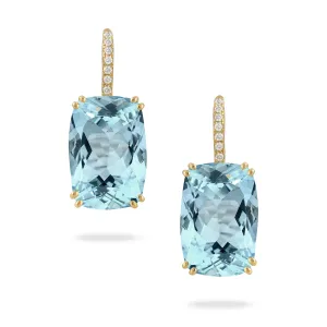 Doves 18K White Gold Sky Blue Topaz and Diamond Drop Earrings