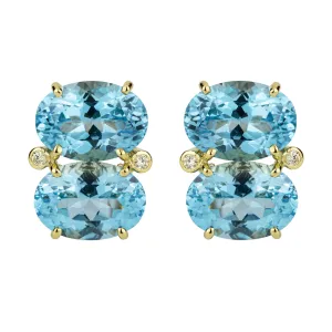 Earrings - Blue Topaz And Diamond