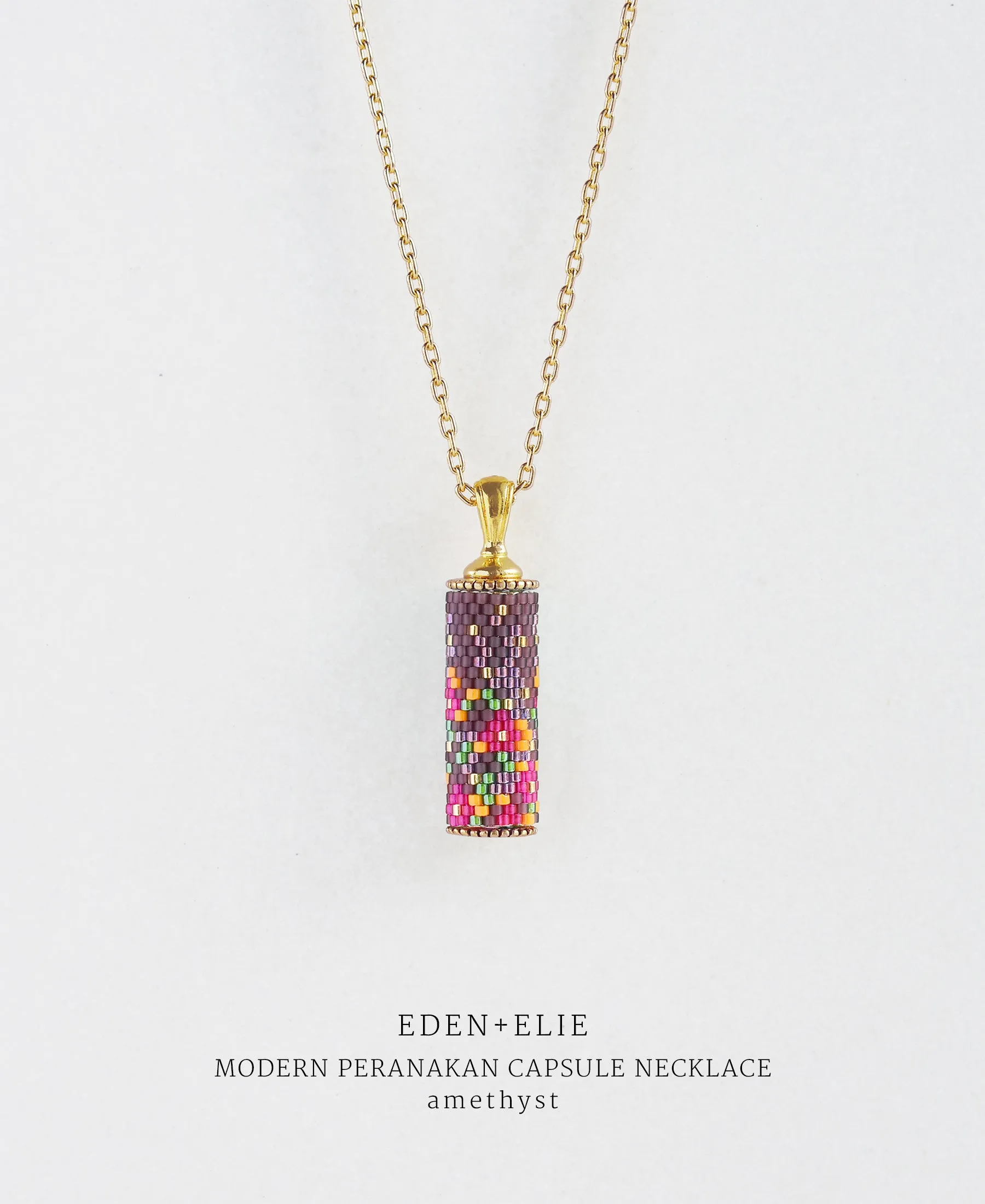 EDEN   ELIE Modern Peranakan capsule pendant necklace   bangle gift set - amethyst