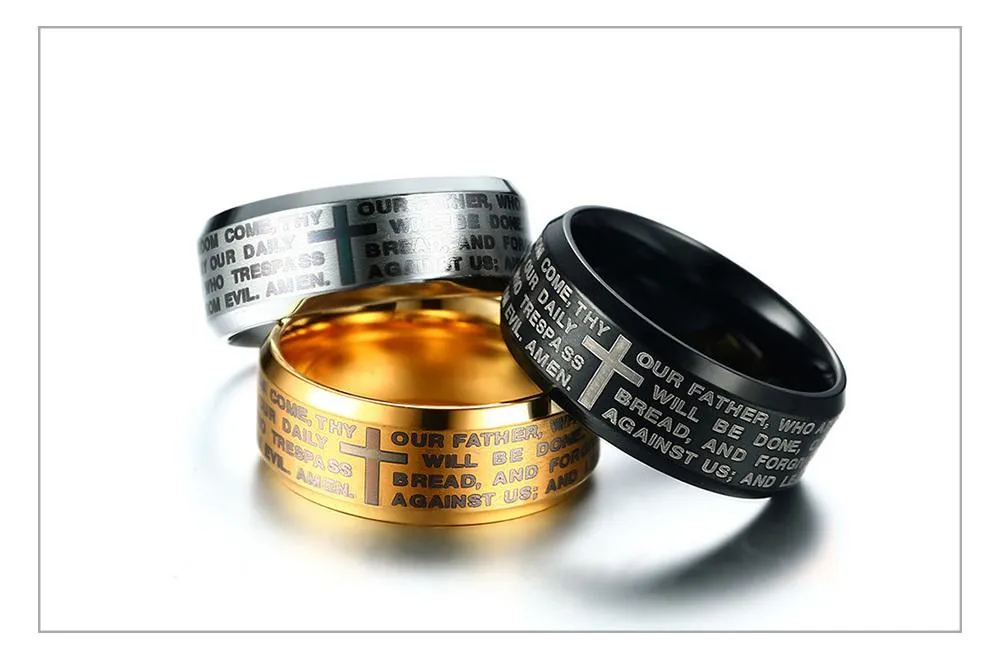 Engraved Bible Cross Ring