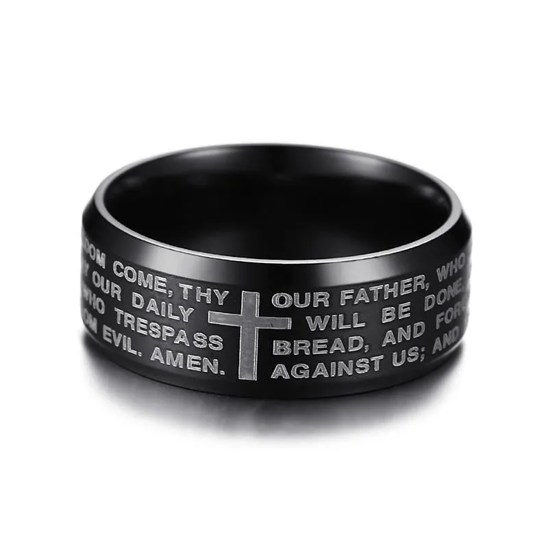 Engraved Bible Cross Ring