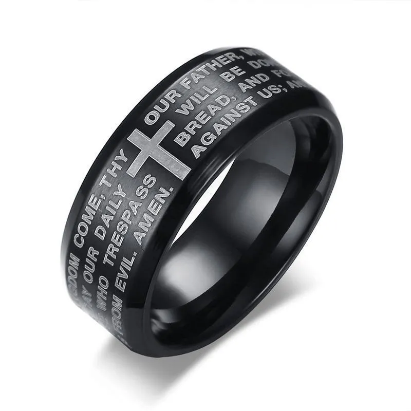 Engraved Bible Cross Ring