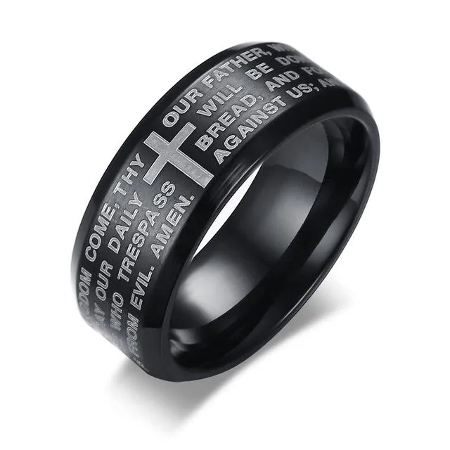 Engraved Bible Cross Ring