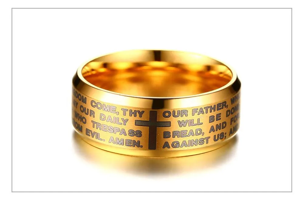 Engraved Bible Cross Ring