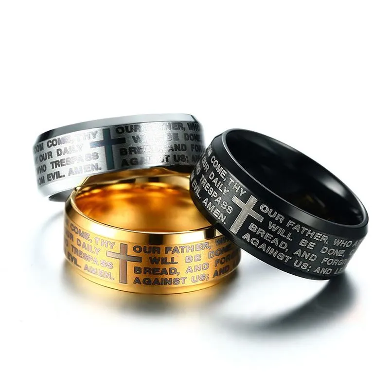 Engraved Bible Cross Ring