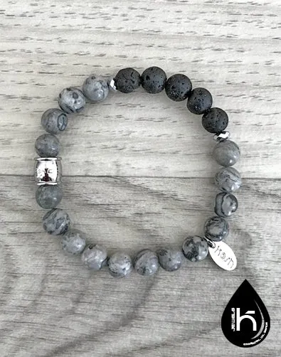 ESSENTIAL OIL DIFFUSER BRACELET - GRAY JASPER