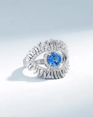 Evil Eye Milli Light Blue Sapphire Half Pavé Ring