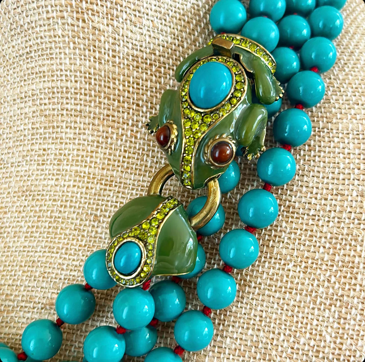 Fabulous &amp; rate J Crew green frog beaded necklace