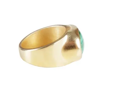 Fairley Malachite Cocktail Ring Gold