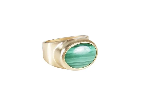 Fairley Malachite Cocktail Ring Gold