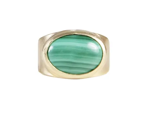 Fairley Malachite Cocktail Ring Gold