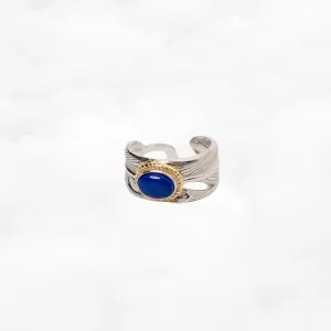 Feather Silver Lapis Ring