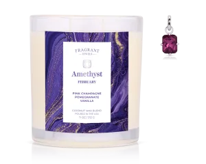 February Amethyst Birthstone Charm - Jewel Candle