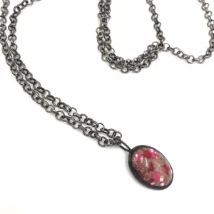 Fuchsia Mosaic Oval Layering Necklace