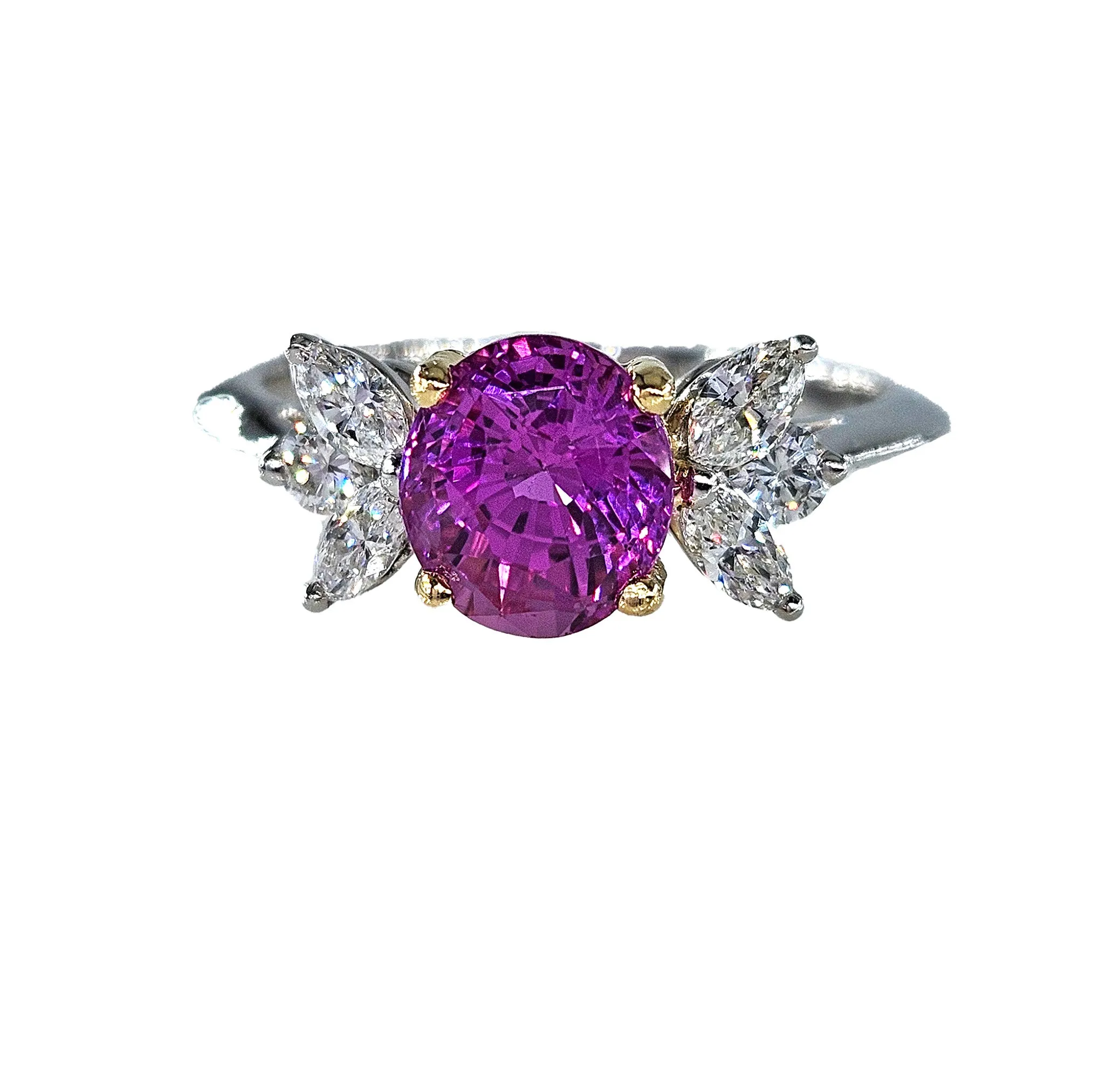 GIA Vintage TIFFANY & Co 2.60ctw Pink Sapphire and Diamond Platinum Ring