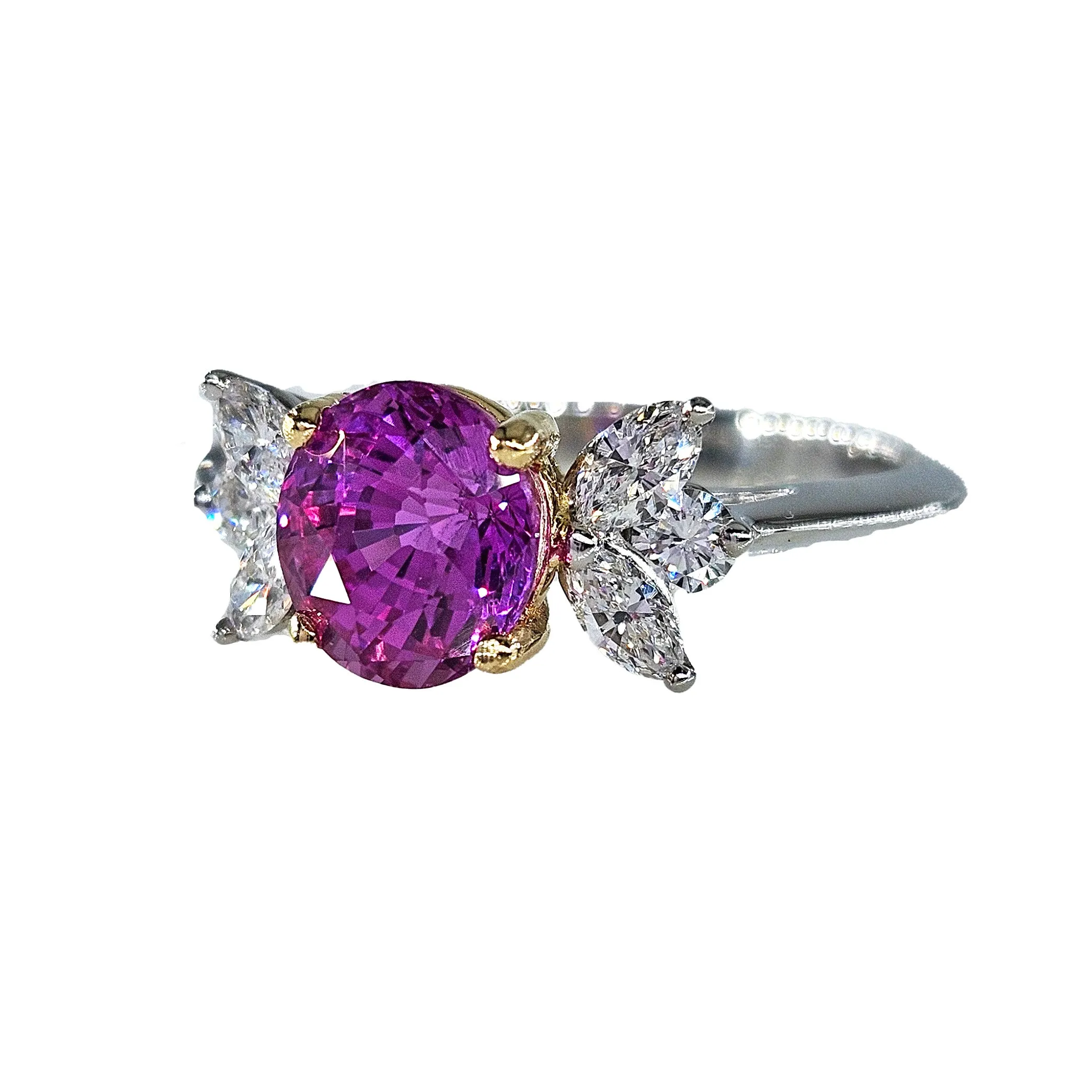 GIA Vintage TIFFANY & Co 2.60ctw Pink Sapphire and Diamond Platinum Ring