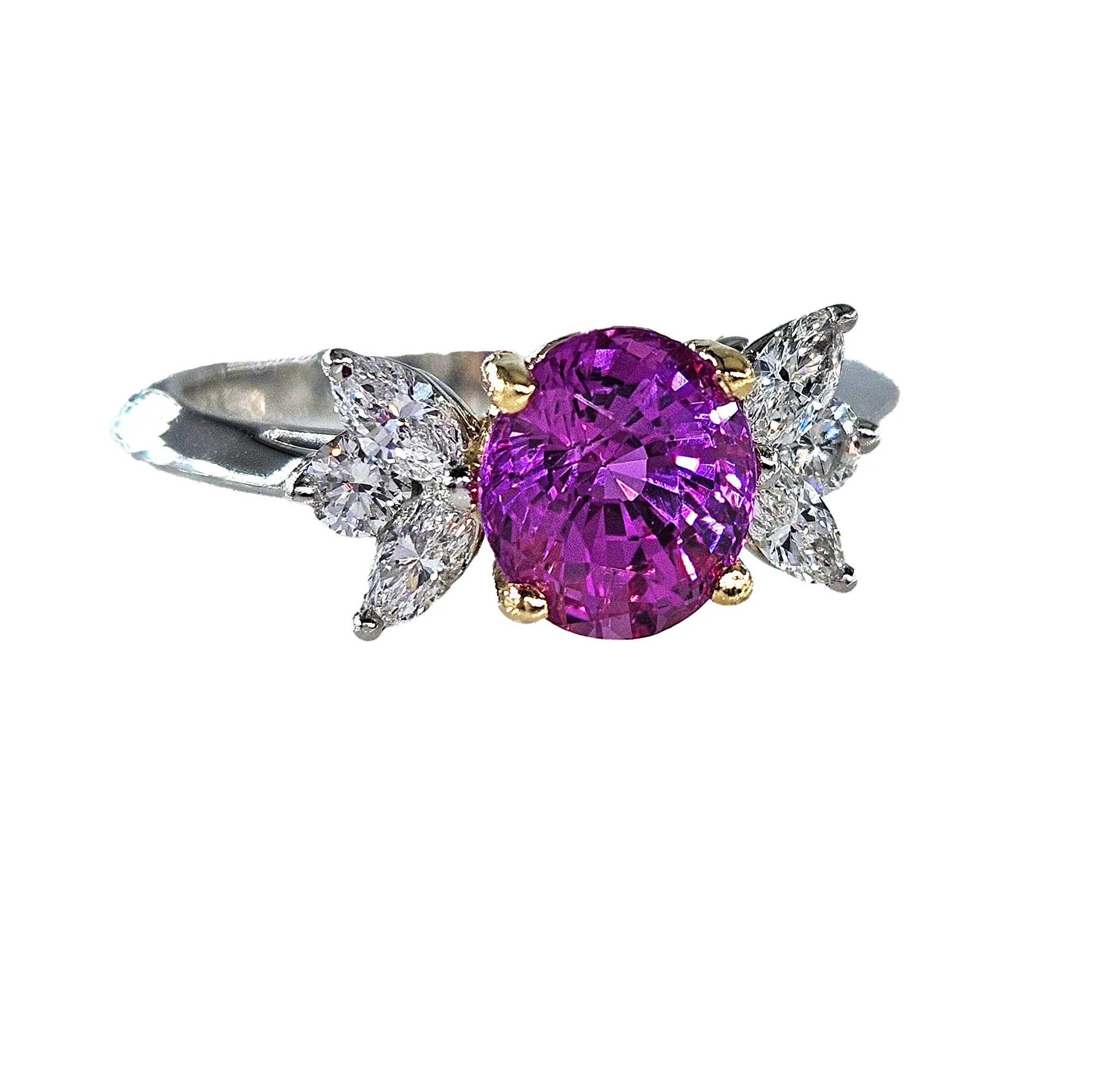 GIA Vintage TIFFANY & Co 2.60ctw Pink Sapphire and Diamond Platinum Ring