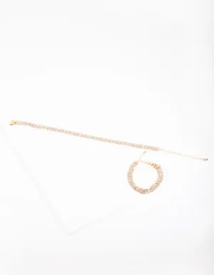 Gold Diamante Choker & Bracelet Set