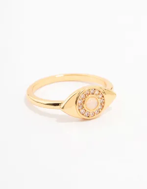 Gold Plated Opulent Cubic Zirconia Evil Eye Ring