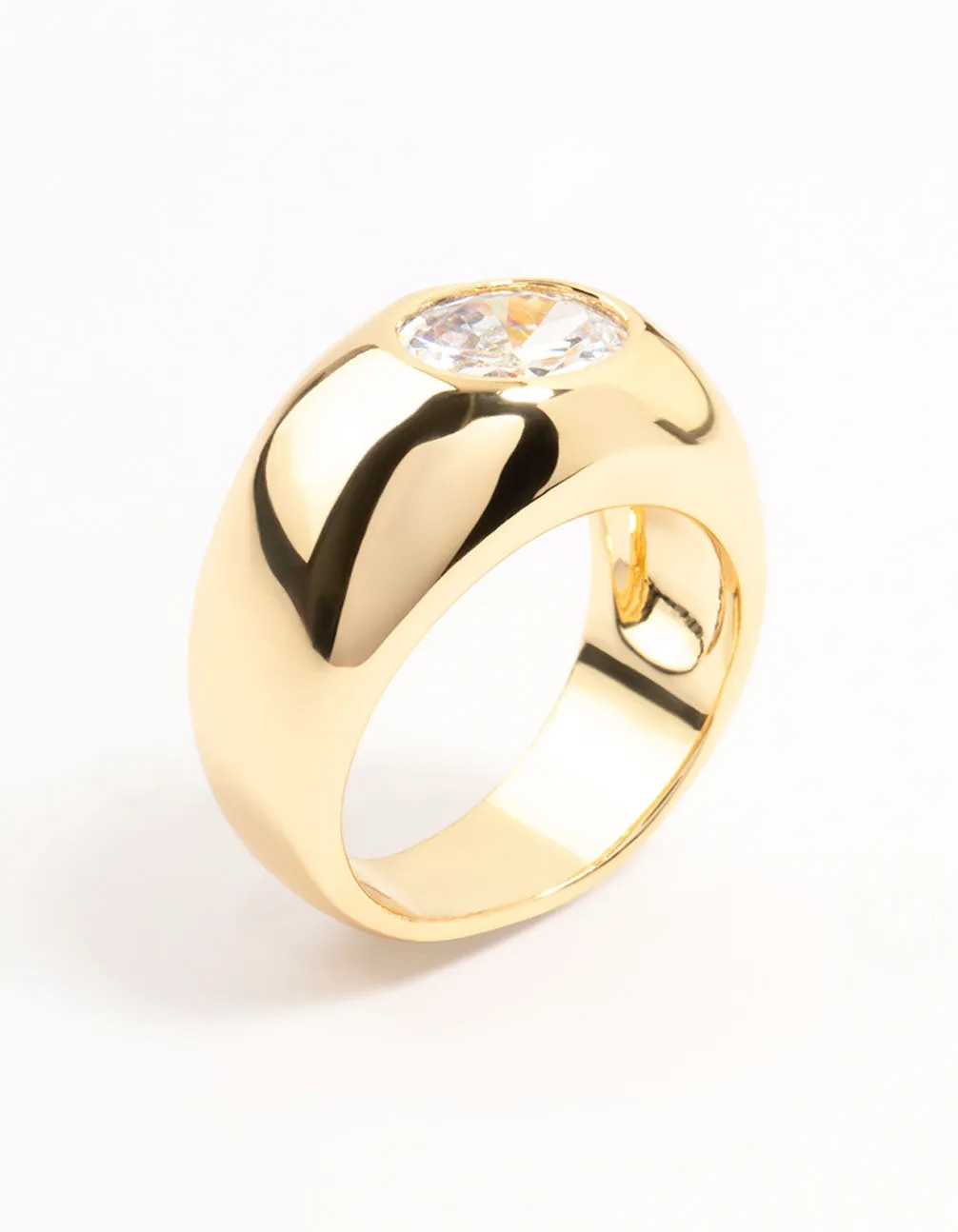 Gold Plated Wide Band Cubic Zirconia Ring