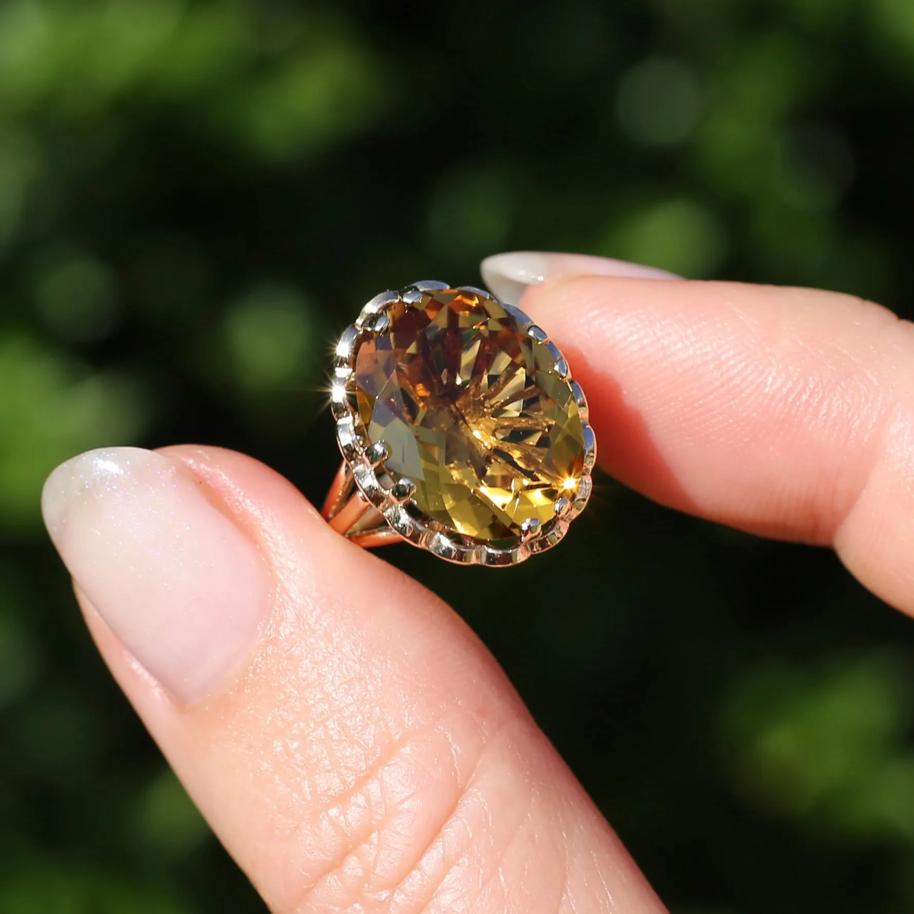 Gorgeous 1973 9ct Yellow Gold Ring with new 7.5ct Citrine Cocktail Ring, size N or 6.75