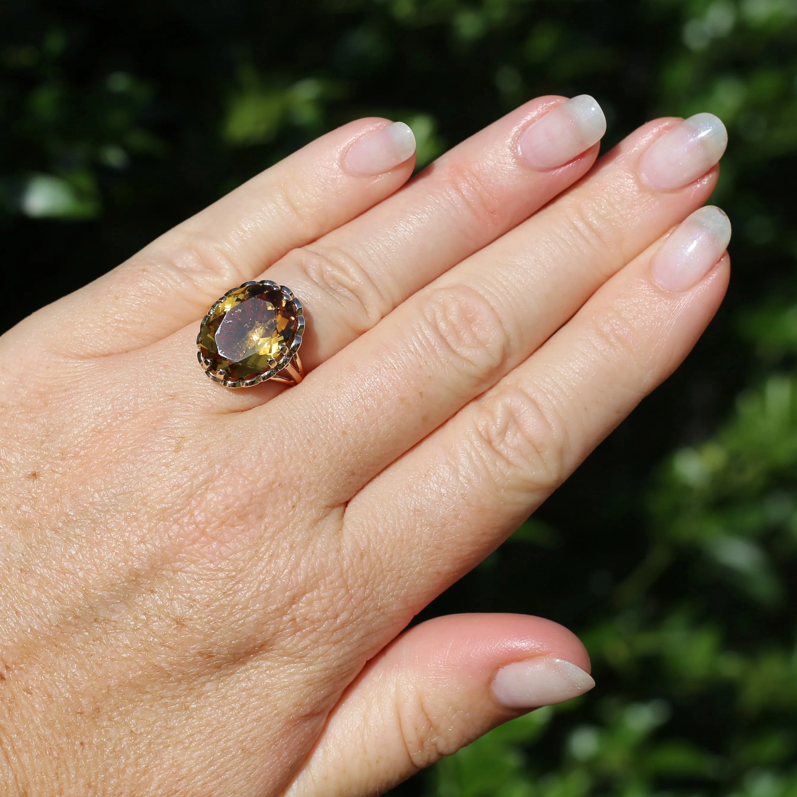 Gorgeous 1973 9ct Yellow Gold Ring with new 7.5ct Citrine Cocktail Ring, size N or 6.75