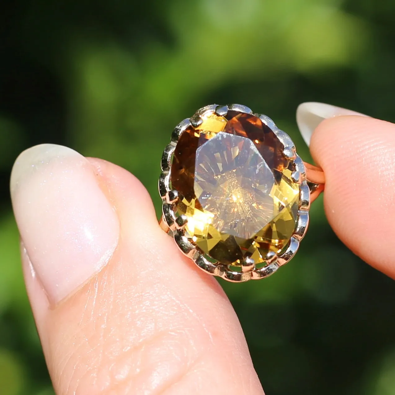 Gorgeous 1973 9ct Yellow Gold Ring with new 7.5ct Citrine Cocktail Ring, size N or 6.75