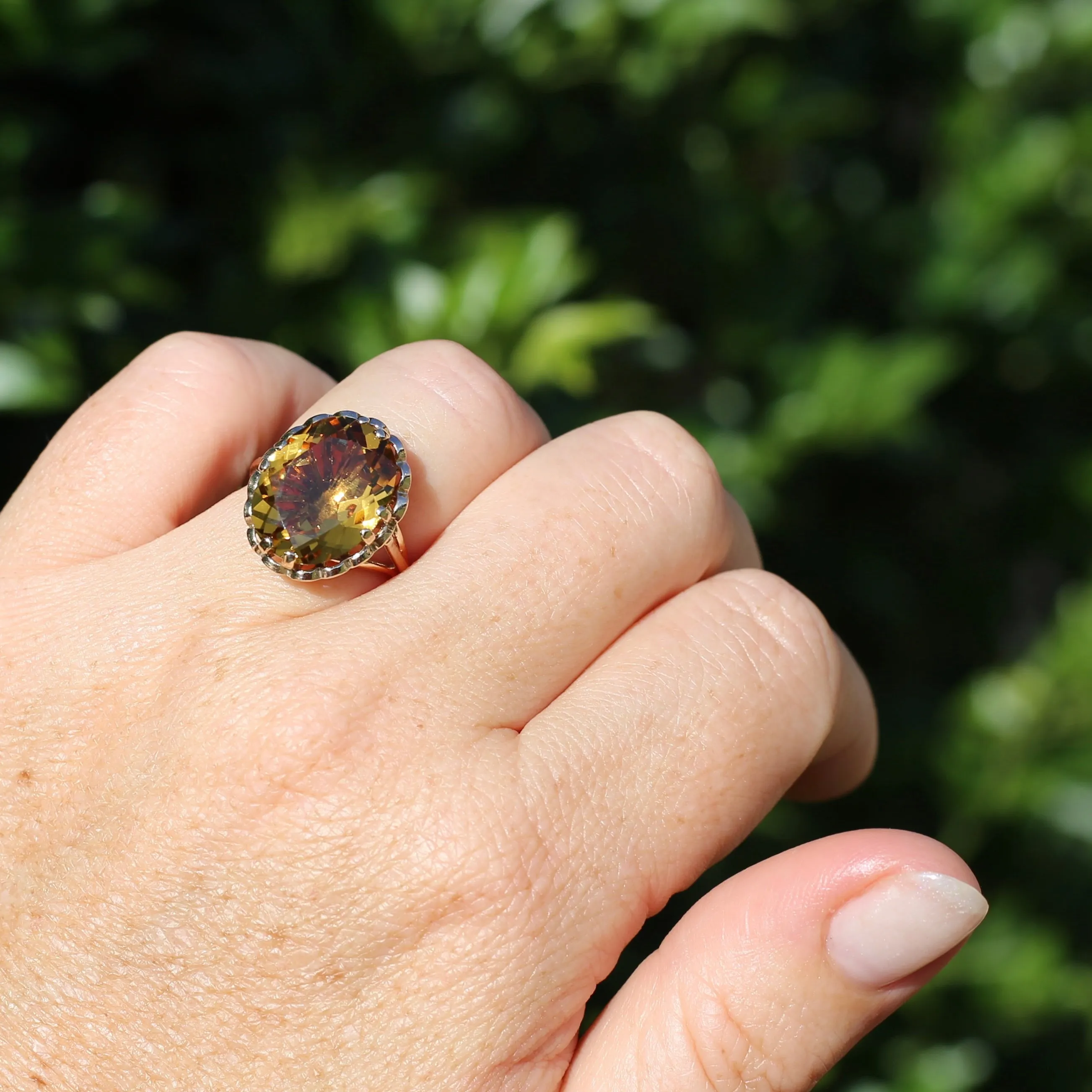 Gorgeous 1973 9ct Yellow Gold Ring with new 7.5ct Citrine Cocktail Ring, size N or 6.75