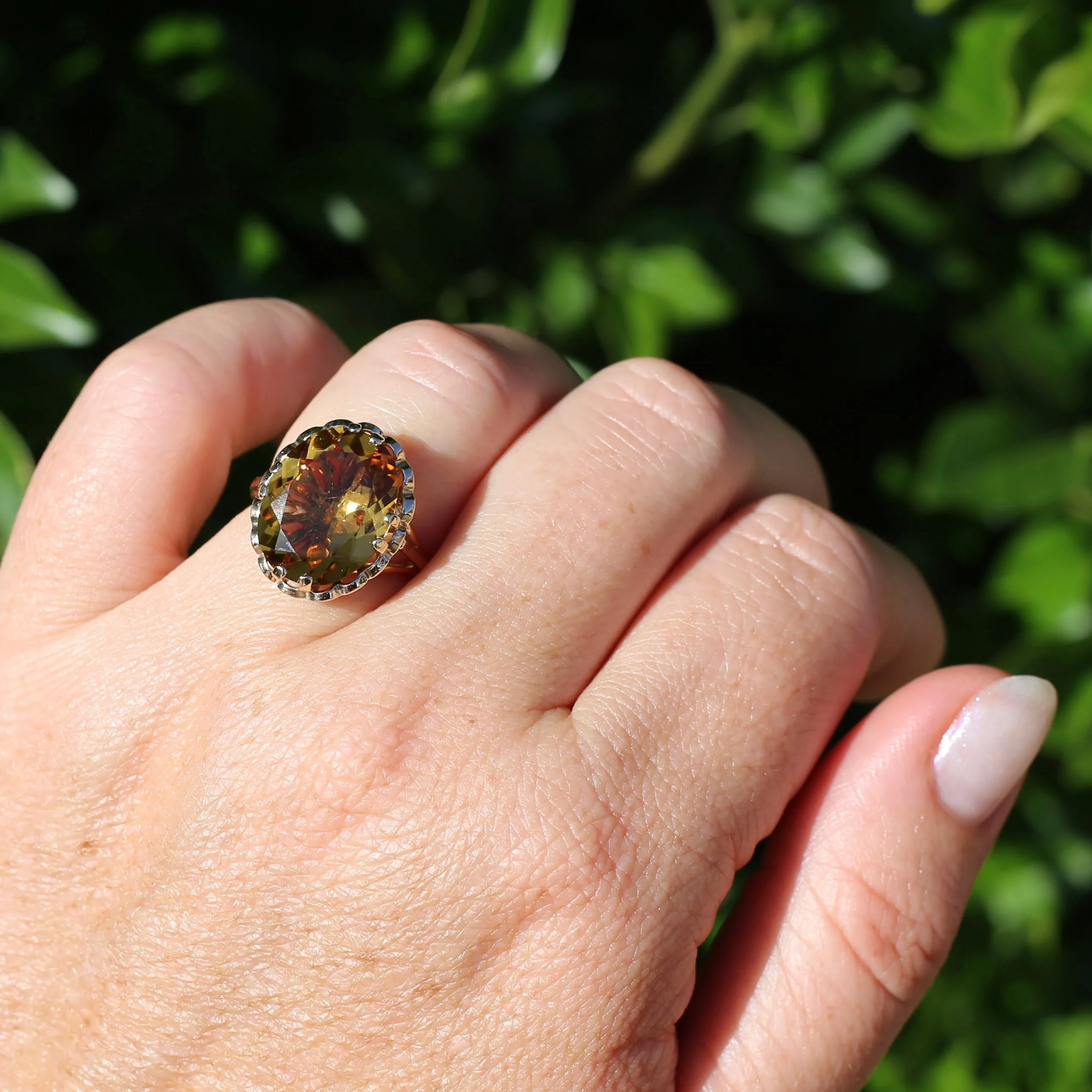 Gorgeous 1973 9ct Yellow Gold Ring with new 7.5ct Citrine Cocktail Ring, size N or 6.75